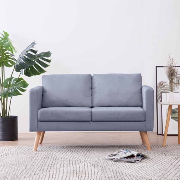 vidaXL Soffa i tyg 2-sitsig ljusgrå grå