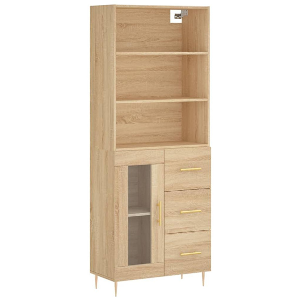 vidaXL Högskåp sonoma-ek 69,5x34x180 cm konstruerat trä Brun