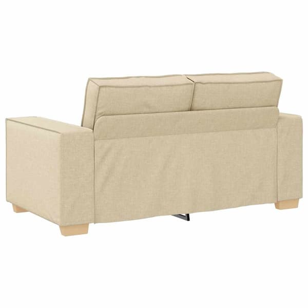 vidaXL Soffa 3 st Kräm Linnenblandad tyg Grädde