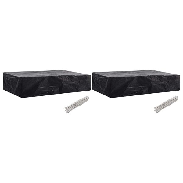 vidaXL Överdrag till solsäng 2 st 8 öljetter 218x77x55 cm Svart