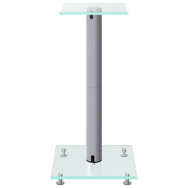 vidaXL Högtalarstativ 2 st härdat glas 1-pelardesign silver Silver