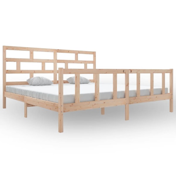 vidaXL Sängram massiv furu 200x200 cm Brun