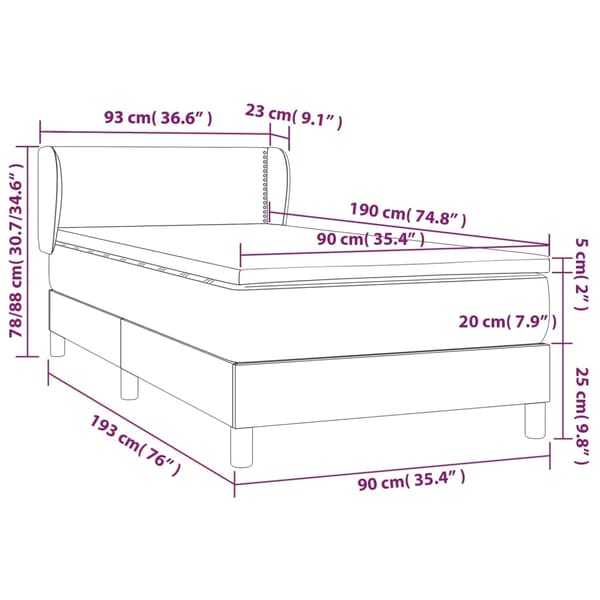 vidaXL Ramsäng med madrass ljusgrå 90x190 cm tyg Grå
