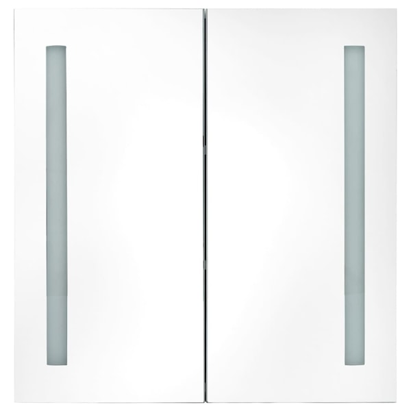 vidaXL Badrumsskåp med spegel LED vit och ek 62x14x60 cm Vit