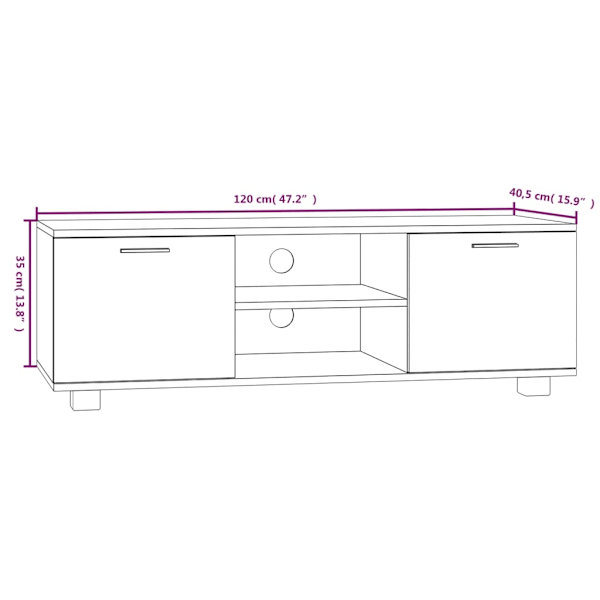 vidaXL Tv-bänk sonama-ek 120x40,5x35 cm konstruerat trä Brun