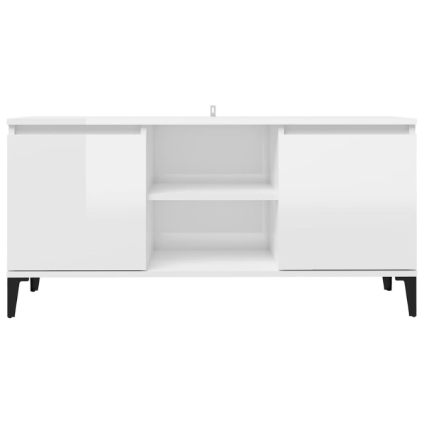 vidaXL TV-bänk med metallben vit högglans 103,5x35x50 cm Vit