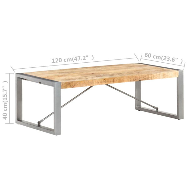 vidaXL Soffbord 120x60x40 cm grovt mangoträ Brun