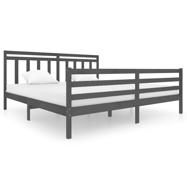 vidaXL Sängram grå massivt trä 200x200 cm Grå