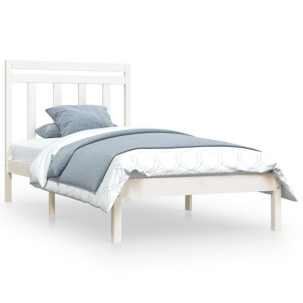 vidaXL Sängram vit massivt trä 90x190 cm Vit