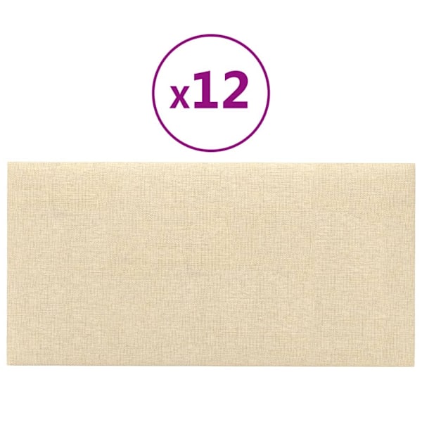 vidaXL Väggpaneler 12 st gräddvit 60x30 cm tyg 2,16 m² Kräm