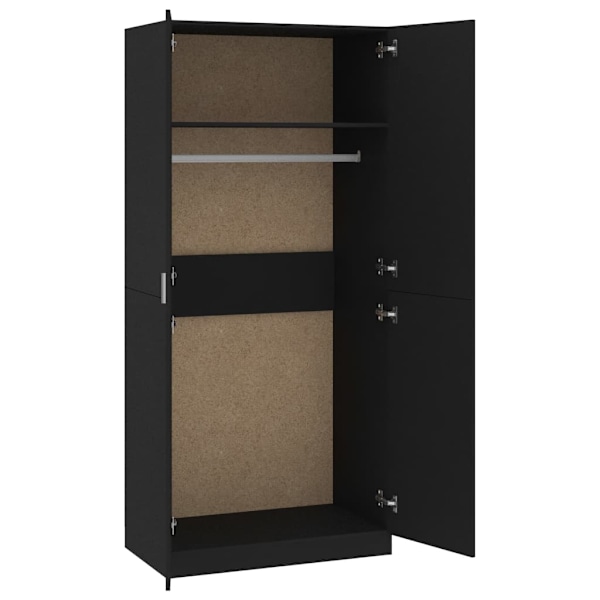 vidaXL Garderob svart 90x52x200 cm konstruerat trä Svart