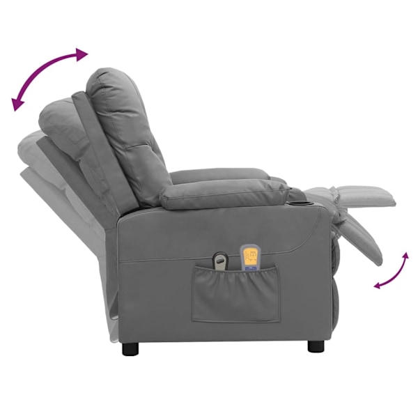 vidaXL Elektrisk massagefåtölj Grå konstläder Grå
