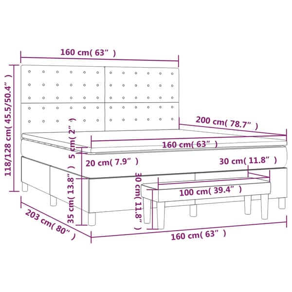 vidaXL Ramsäng med madrass blå 160x200 cm tyg Blå