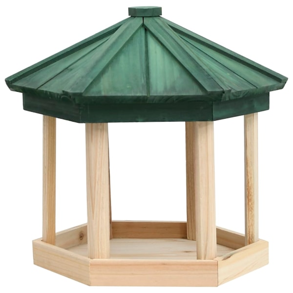 vidaXL Fågelmatare oktagonal massivt granträ 33x30 cm Brun