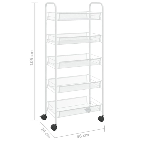 vidaXL Rullvagn 5 våningar vit 46x26x105 cm järn Vit