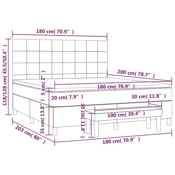 vidaXL Ramsäng med madrass blå 180x200 cm tyg Blå