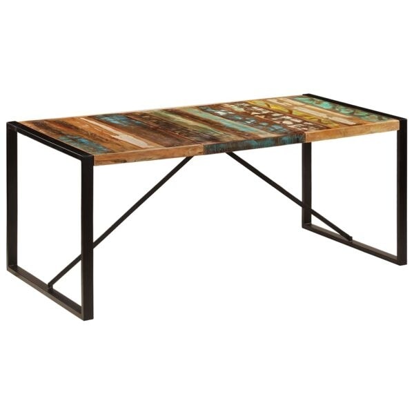 vidaXL Matbord 180x90x75 cm massivt återvunnet trä multifärg