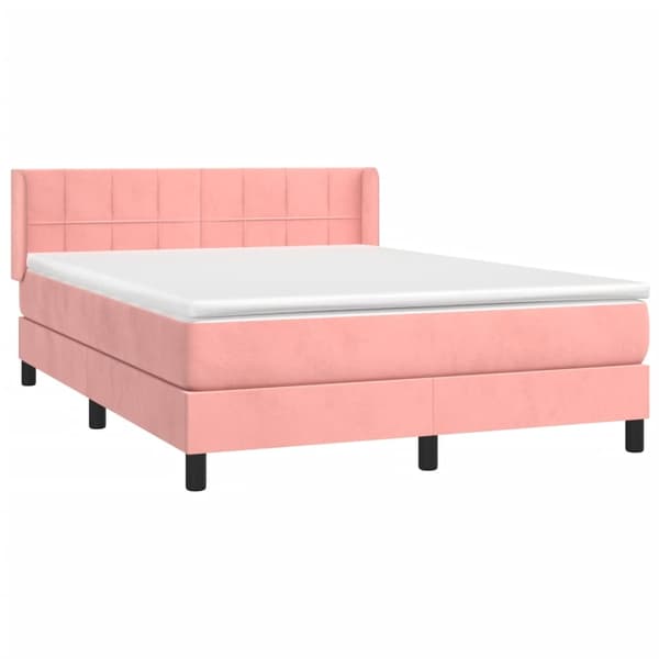 vidaXL Ramsäng med madrass rosa 140x190 cm sammet Rosa