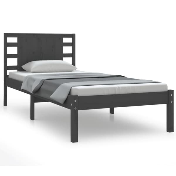 vidaXL Sängram grå massiv furu 100x200 cm Grå