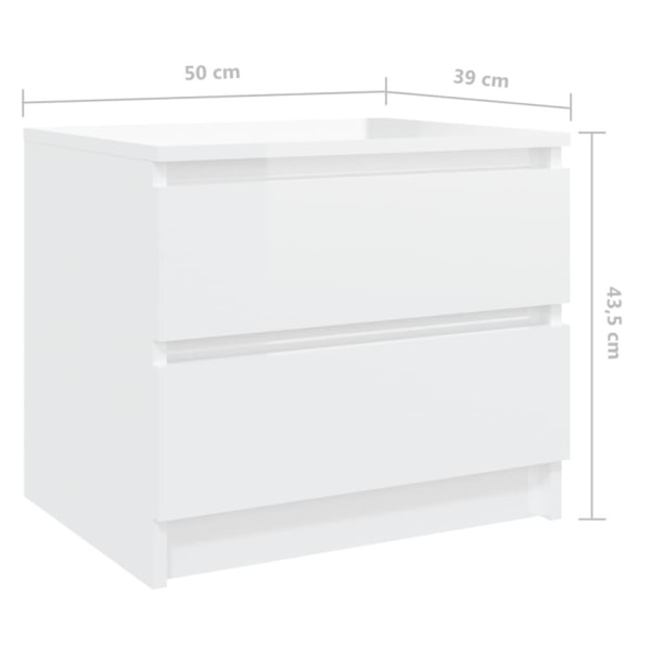 vidaXL Sängbord vit högglans 50x39x43,5 cm konstruerat trä Vit
