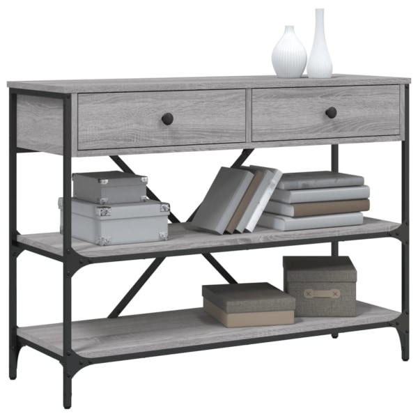 vidaXL Konsolbord med lådor och hyllor grå sonoma konstruerat tr Grå