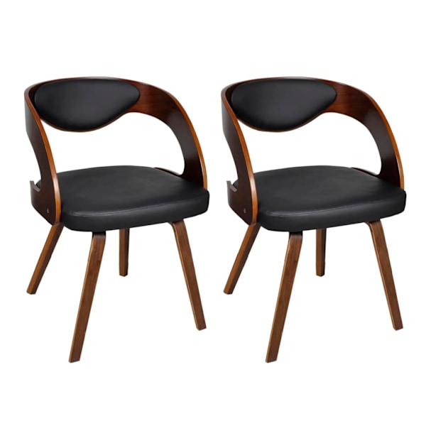 vidaXL Matstol lädermix med träram brun 2-pack Brun