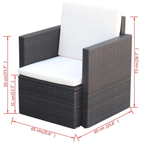 vidaXL Fåtölj konstrotting 65x65x73 cm brun Brun