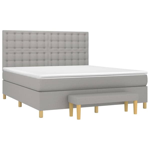 vidaXL Ramsäng med madrass ljusgrå 160x200 cm tyg Grå