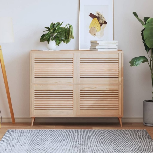 vidaXL Skåpluckor lamelldesign 4 st 39,5x59,4 cm massiv furu Brun