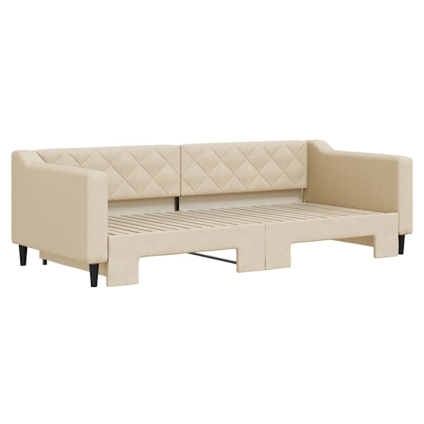 vidaXL Dagbädd utdragbar gräddvit 90x200 cm tyg Kräm