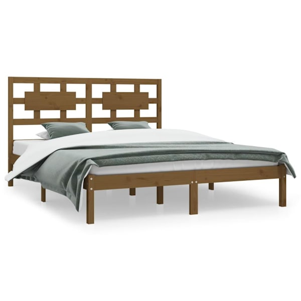vidaXL Sängram honungsbrun massiv furu 150x200 cm Brun