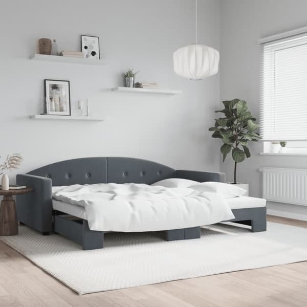 vidaXL Dagbädd utdragbar mörkgrå 90x190 cm sammet Grå