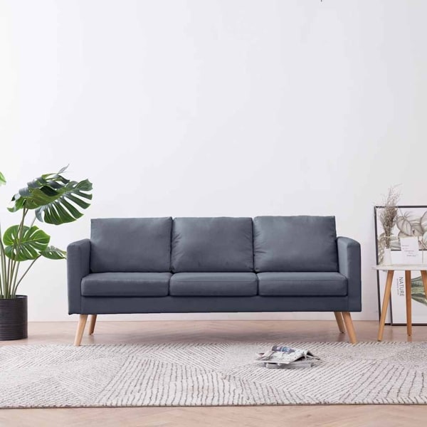vidaXL Soffa i tyg 3-sitsig mörkgrå grå