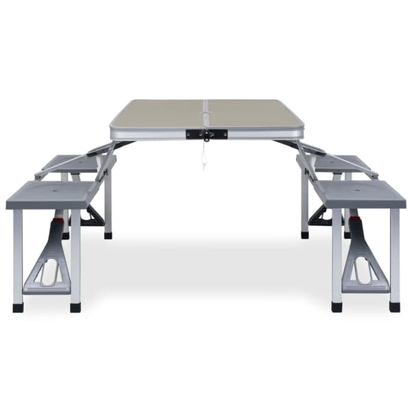 vidaXL Hopfällbart campingbord med 4 sitsar stål aluminium Silver
