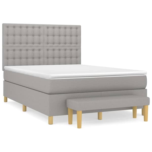 vidaXL Ramsäng med madrass ljusgrå 140x190 cm tyg Grå