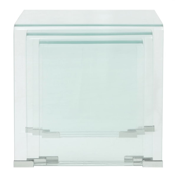 vidaXL Satsbord 3 st bord härdat klarglas Transparent