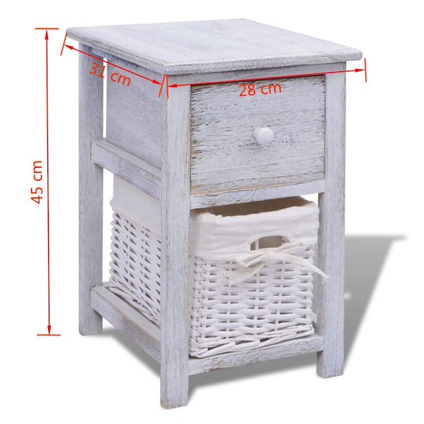 vidaXL Shabby Chic nattduksbord trä vita 2 st Vit