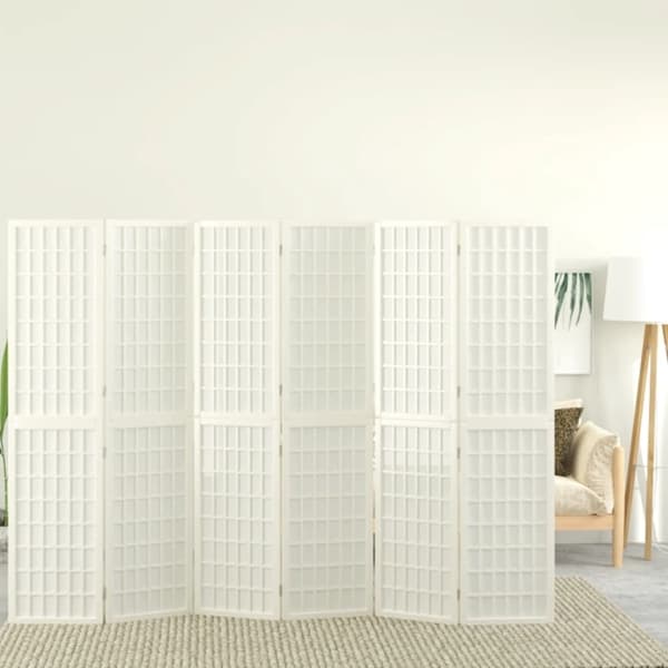 vidaXL Rumsavdelare med 6 paneler japansk stil 240x170 cm vit Vit