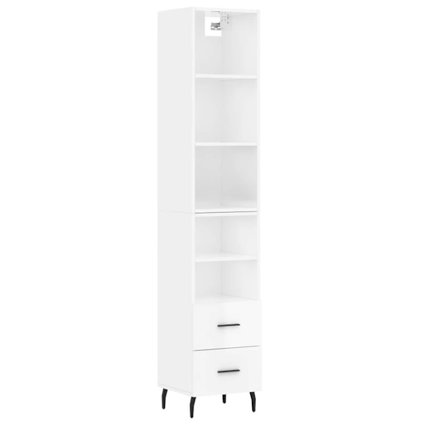 vidaXL Högskåp vit högglans 34,5x34x180 cm konstruerat trä Vit