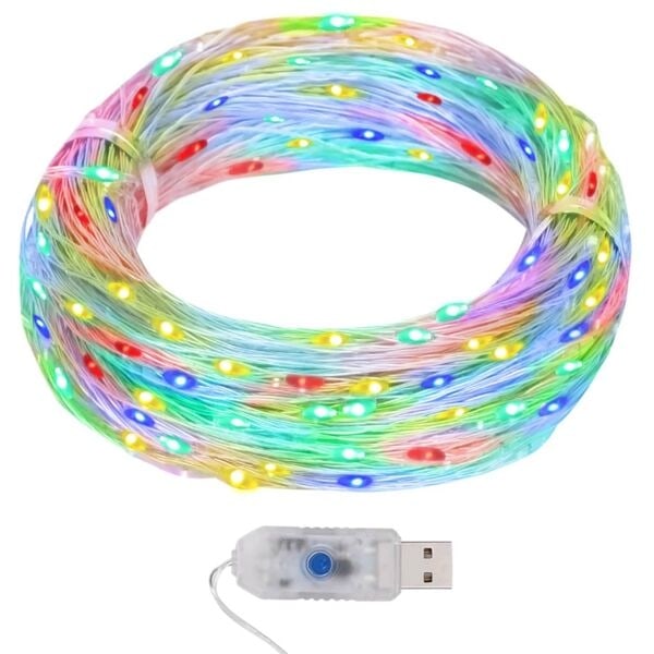 vidaXL Ljusslinga 40 m 400 lysdioder flerfärgad 8 funktioner Transparent