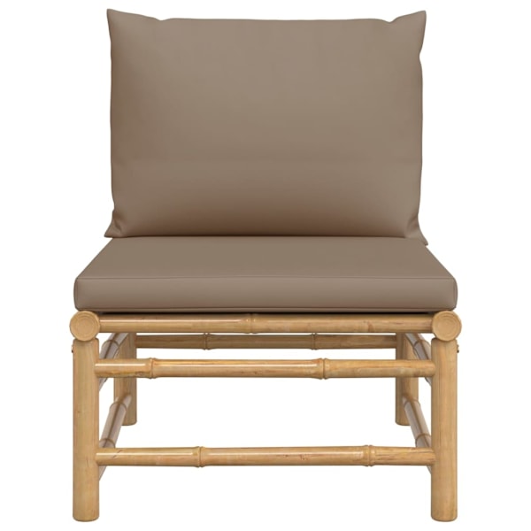 vidaXL Soffa mittdel för trädgården med taupe dynor bambu Taupe