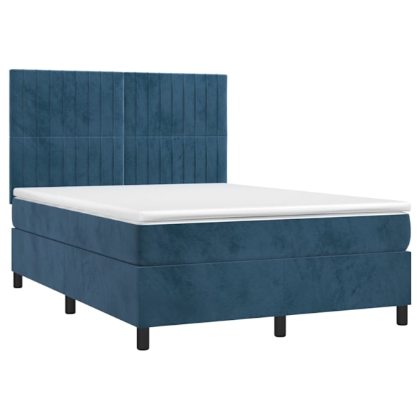 vidaXL Ramsäng med madrass mörkblå 140x190 cm sammet Blå