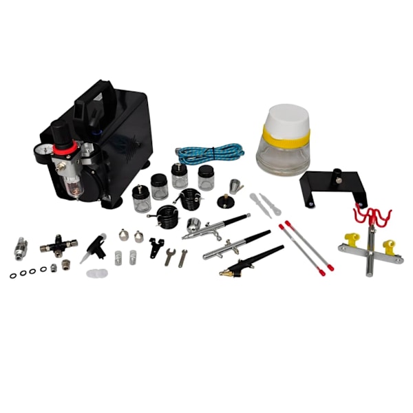 vidaXL Kompressor Airbrush inkl. 3 sprutpistoler