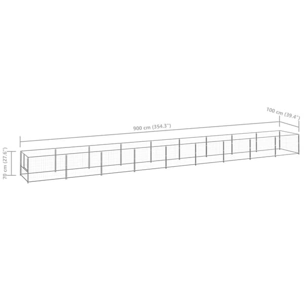 vidaXL Hundgård silver 9 m² stål Silver