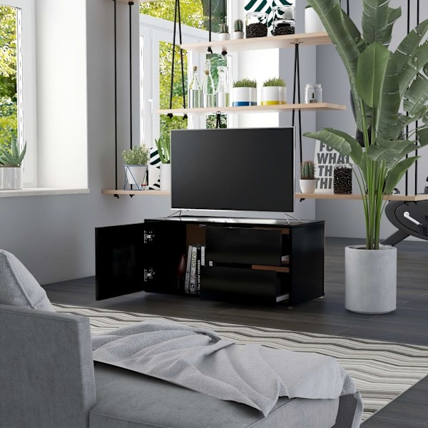 vidaXL Tv-bänk svart 80x34x36 cm konstruerat trä Svart