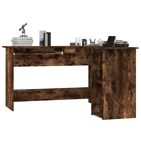 vidaXL Hörnskrivbord rökfärgad ek 120x140x75 cm konstruerat trä Brun
