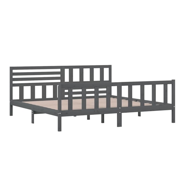 vidaXL Sängram grå massivt trä 200x200 cm Grå