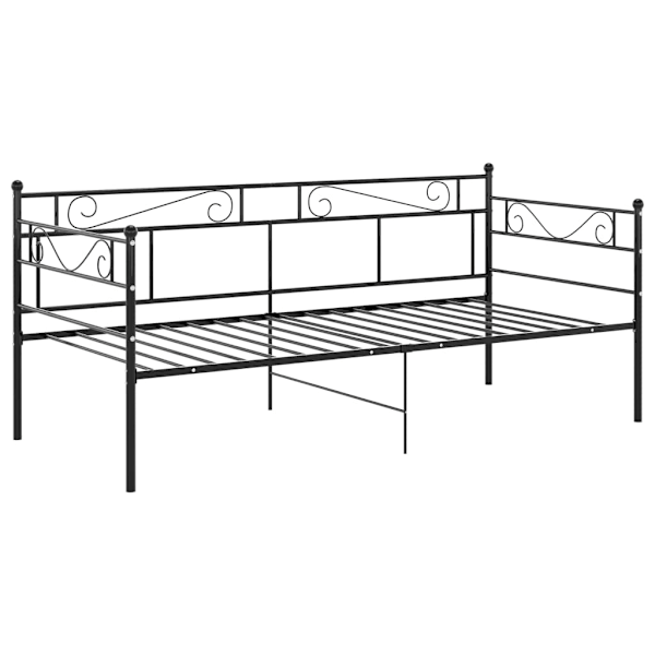 vidaXL Sängram bäddsoffa svart metall 90x200 cm Svart