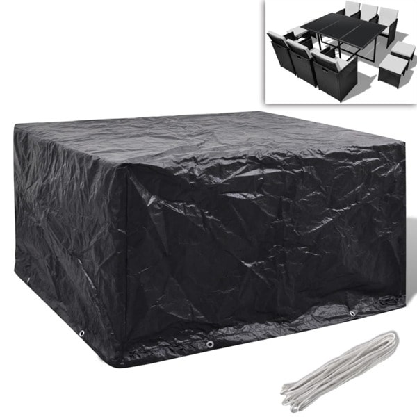 vidaXL Överdrag för Poly Rattan Set 6 personer 172 x 113cm Svart