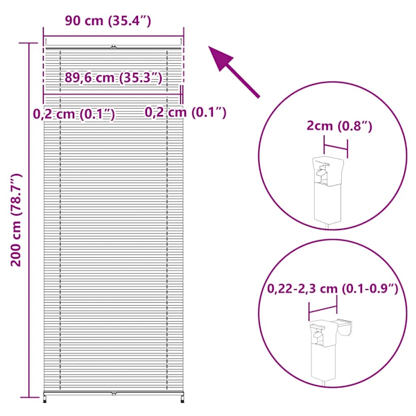 vidaXL Plisségardin 90x200 cm vit Vit